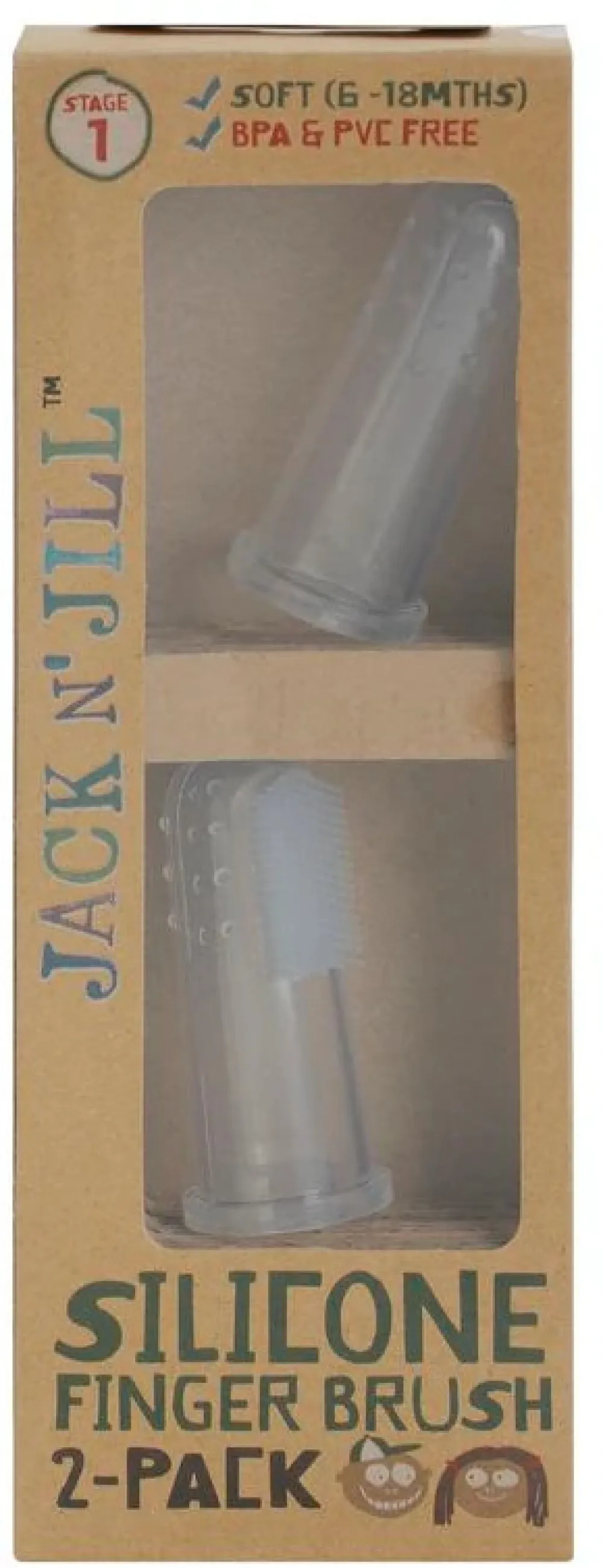 Jack n Jill Silikon-Zahnbürste Fingerzahnbürste für Babys (2 Stück) Etui - für Kinder von 6 bis 12 Monaten