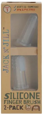 Jack n Jill Silikon-Zahnbürste Fingerzahnbürste für Babys (2 Stück) Etui - für Kinder von 6 bis 12 Monaten