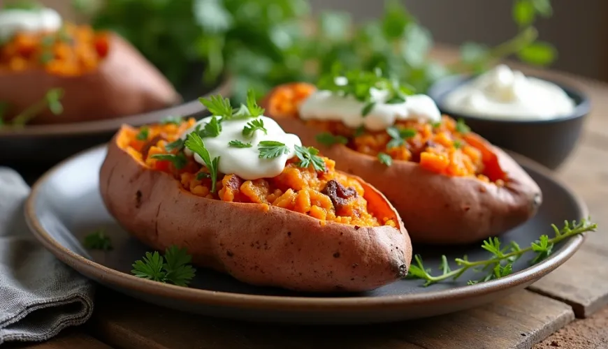 Wie man gefüllte Süßkartoffeln einfach und schnell zu Hause zubereitet
