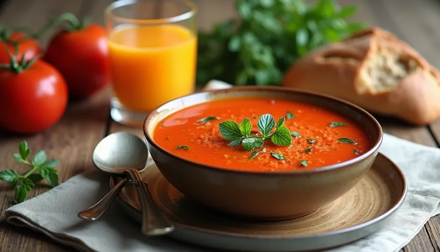 Entdecken Sie das Geheimnis der besten Tomatensuppe nach Großmutters Art.