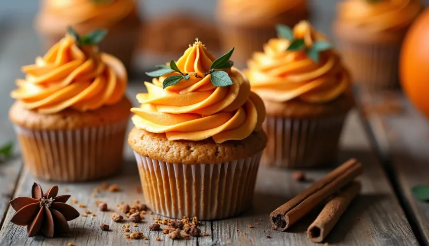 Schaffen Sie sich zu Hause Gemütlichkeit mit Kürbis-Cupcakes am Wochenende.